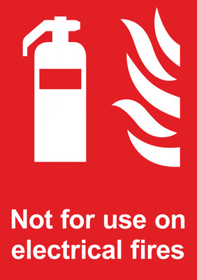 Feuerlöscher nicht für Elektrobrände Warnaufkleber 160 mm x 125 mm *