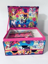 Lisa Frank Vintage 90s Cardboard Jewelry Box Desk Organizer Animals Used Empty