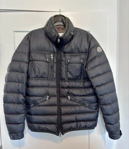 Moncler Men’s Black Down Puffer Jacket Full Zip Hood Stand-Up Collar M-3 image 2