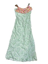 Green Colorful Print Dress With Spaghetti Straps - Size S - New