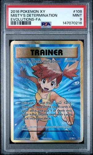 2016 POKEMON XY EVOLUTIONS #108 FULL ART/MISTY'S DETERMINATION PSA 9