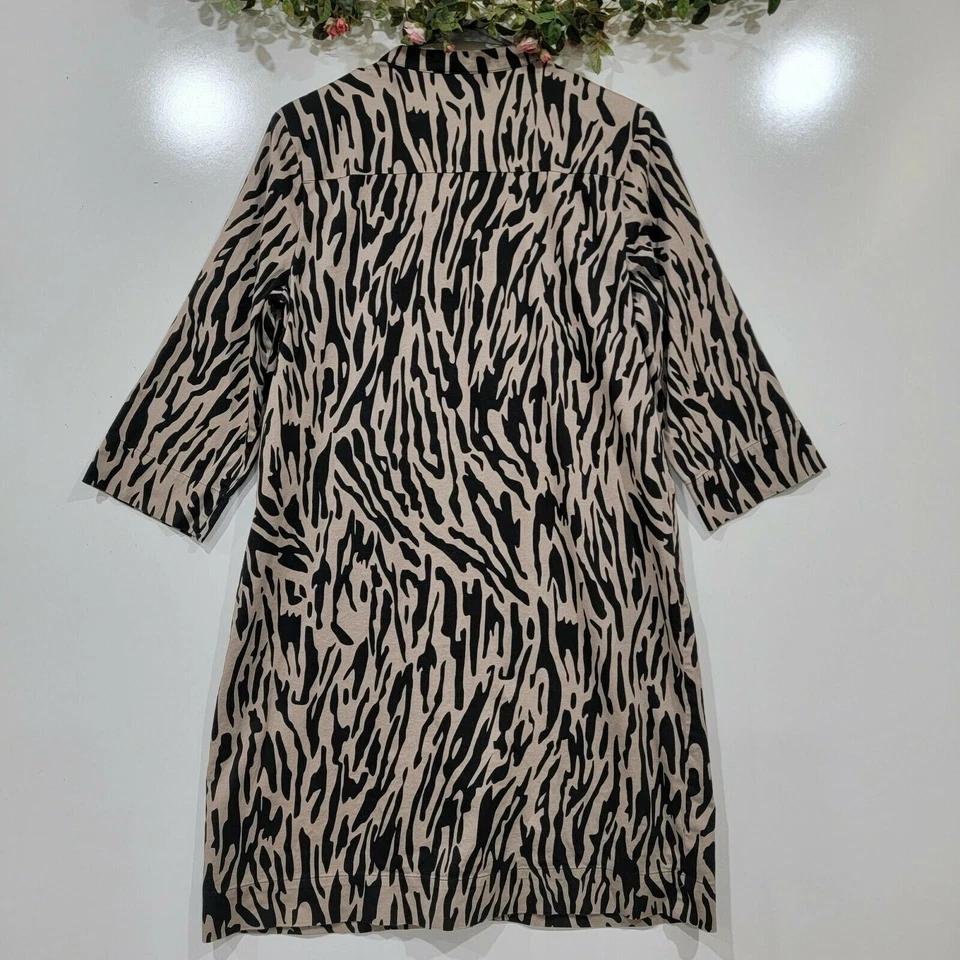 Dana Buchman Womens Size 12 Animal Zebra Print Button Up Shift Dress 90s Classic - Image 2 of 4