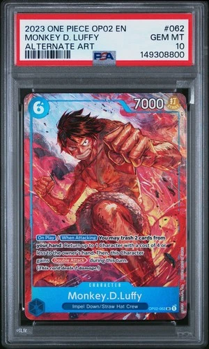 2023 One Piece OP02 English MONKEY D. LUFFY Alternate Art PSA 10 #062