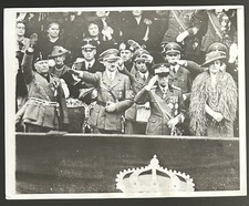 1938 Photo-WWII German & Italian Leaders Salute Military At Large Rally In Rome