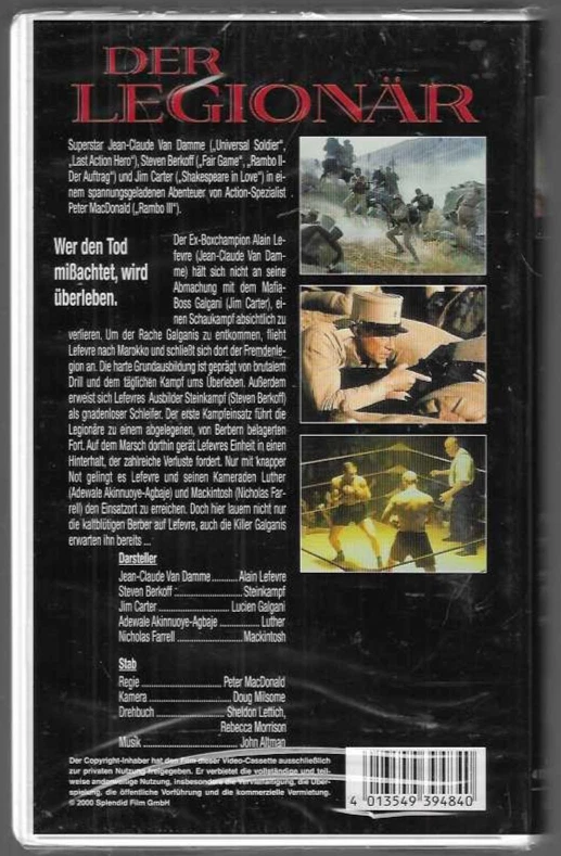 Jean - Claude Van Damme DER LEGIONÄR VHS Rarität NEU OVP in Folie - Bild 2 von 2