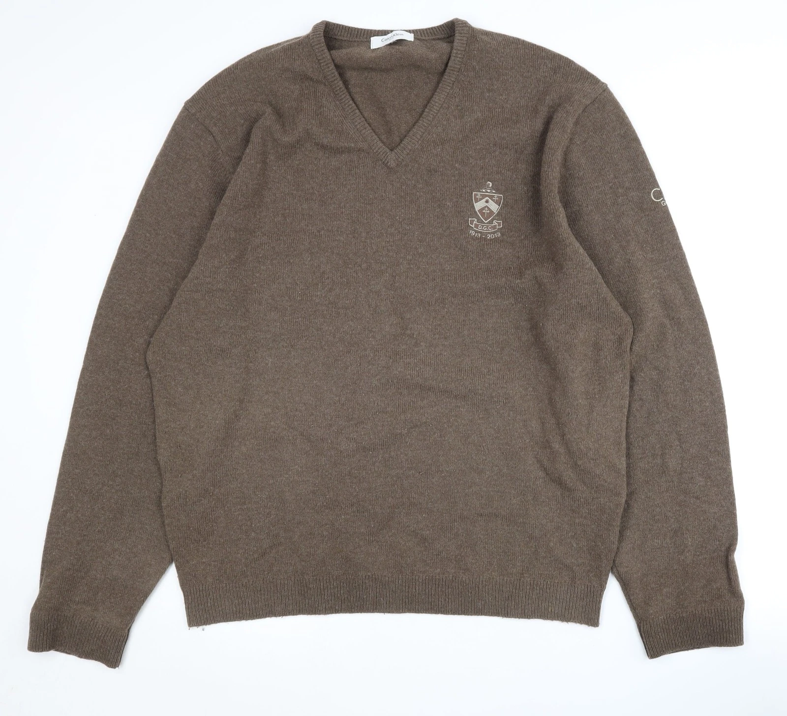 Calvin Klein Men's Brown XL V-Neck Pullover Jumper