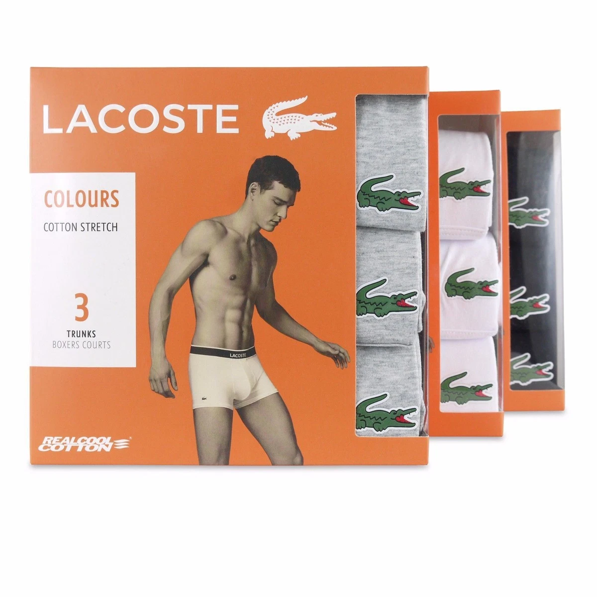 Lacoste Pack of 3 Colours boxer briefs with nautical stripe