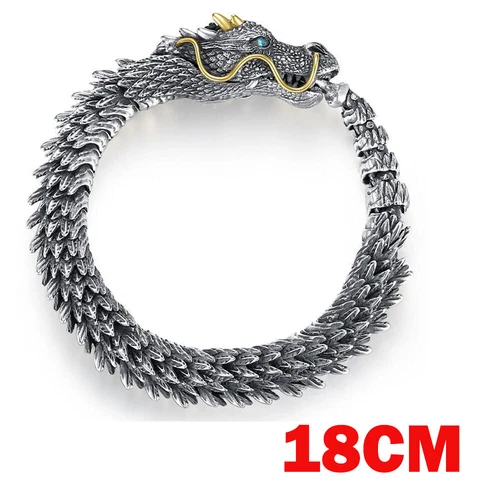Brazalete de dragón hecho a mano en 3D vintage de 18 cm joyería gótica hip hop regalos para hombres - Imagen 2 de 10