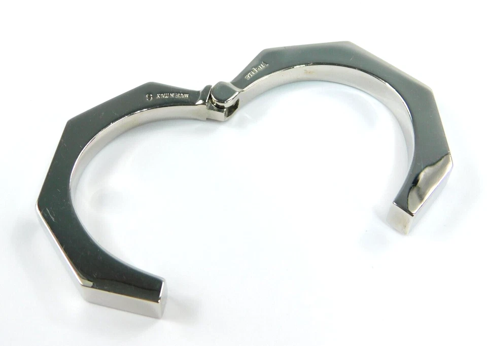 Vita Fede Italy S Silver Tone Sleek Octagonal Hinged Bangle Bracelet 1/4"W 6"L - Image 4 of 4