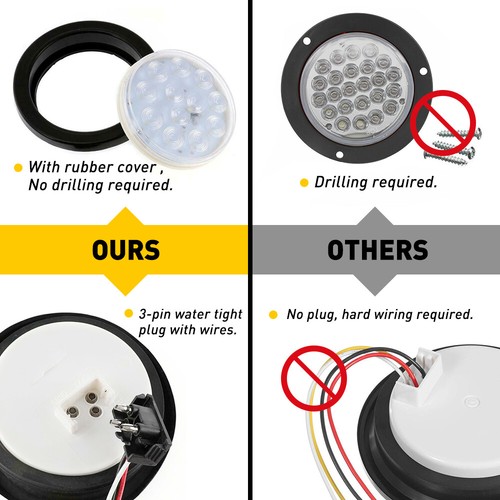 2pcs 4 Inch LED 24 Round Reverse Backup Lights Trailer Tail Clear Truck Lens 12V - 第 11/11 張圖片