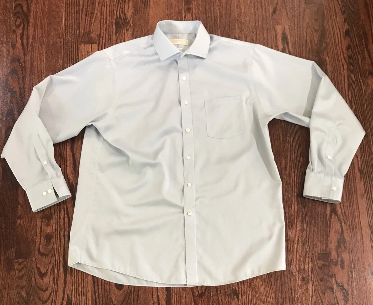 Men s Michael Kors MK Button Down Collared Long Sleeve Shirt Light