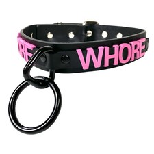 Pink Bondage Slave Collar Slut Leather BDSM Choker Slut Collar Adult Kinky