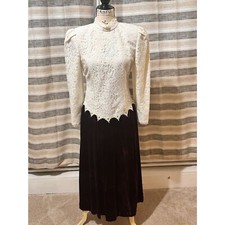 Stunning Vintage Lace and Velvet Gown by Connections, Ivory and Bordeaux, Formal