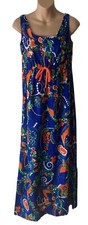 Vintage Sears Floral Hawaiian Long Maxi Dress Sleeveless Sheath Empire Waist 8