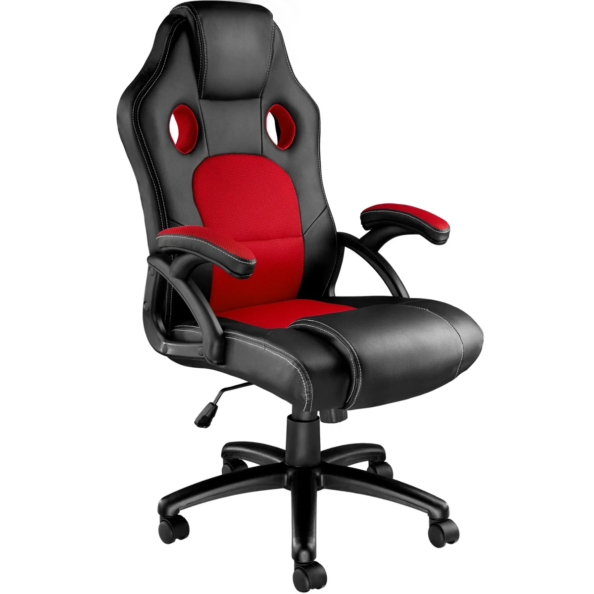 GAMER - Fauteuil Gaming Tissu Noir et Rouge