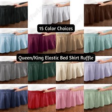 Adjustable Elastic Bed Skirt Wrap Around Dust Ruffle Easy Fit Bedding QUEEN/KING