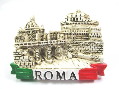 Rom Magnet Poly Souvenir Italien Italy Stadtmauer Altstadt  Flagge Roma(A55)