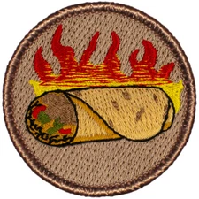 Flaming Burrito Patrol Patch - 2" Round Embroidered Patch