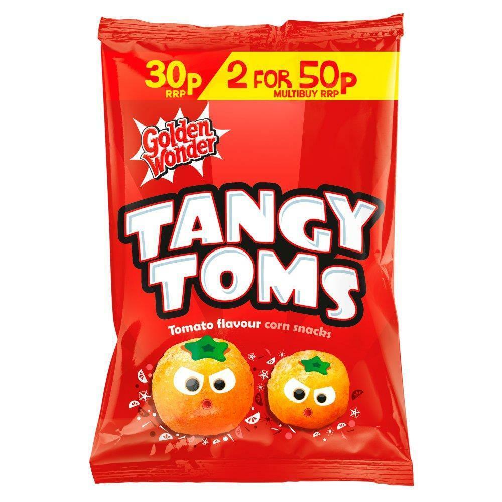 Golden Wonder Tangy Toms Tomato Sauce Flavour Corn Snacks 22g 36 Pack