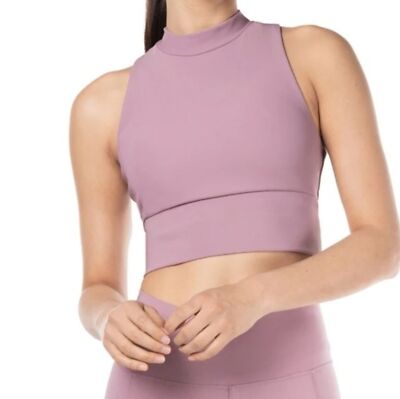 Kyodan Ribbed Mock Neck Activewear Bra/Top color Dusky Orchid size