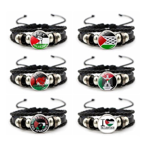 Free Palestine Gaza Freedom Black Leather Bracelet UK V4U3 - Picture 5 of 20