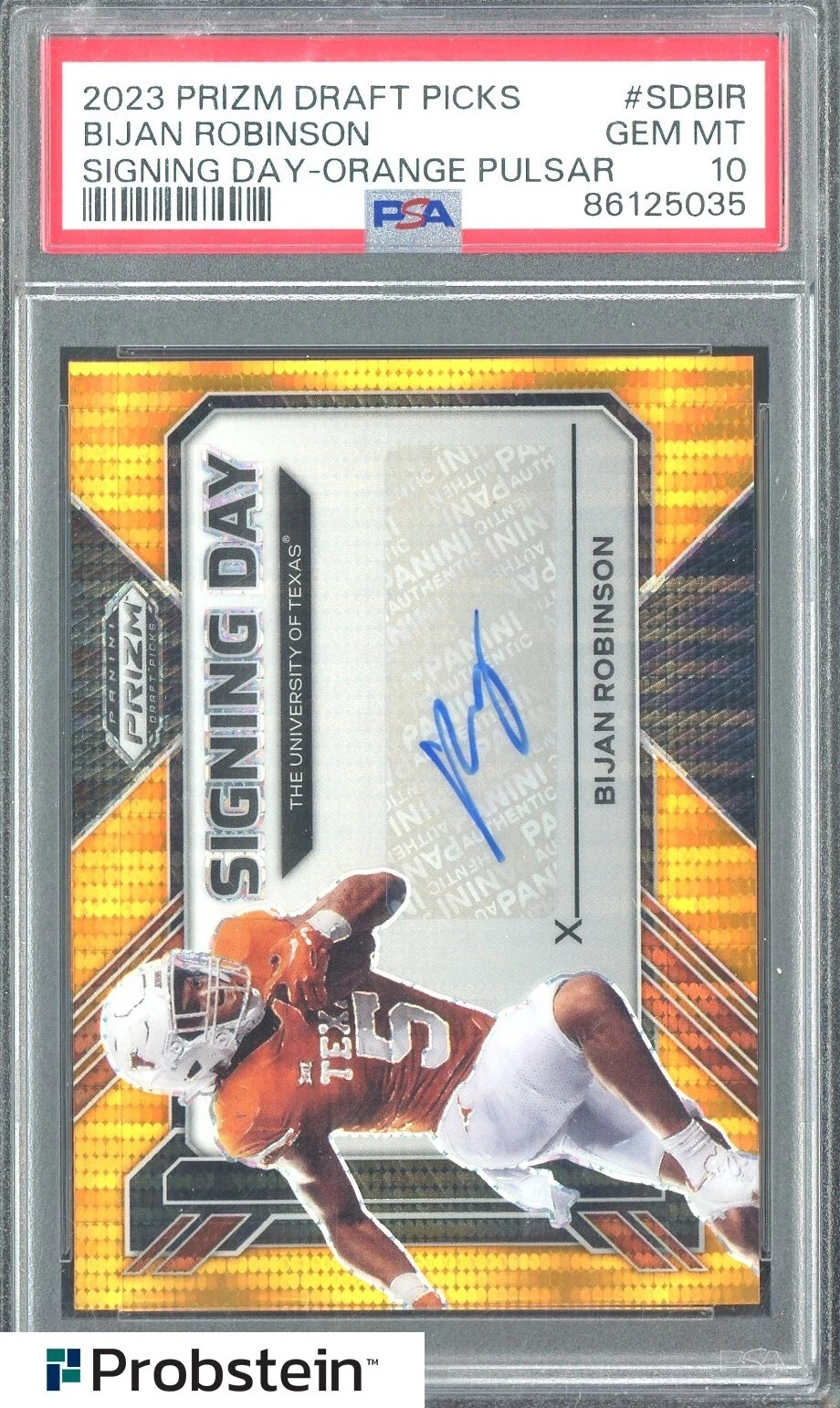 Bijan Robinson Panini Prizm Draft Picks Signing Day #SDBIR Orange Pulsar