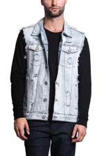 Victorious Men's Washes Distressed Denim Vest Sleeveless Jacket S~5XL -DK101