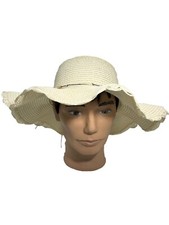 Floppy Wide Brim Boho Hat Sun Beach Garden Travel Leaf band detail