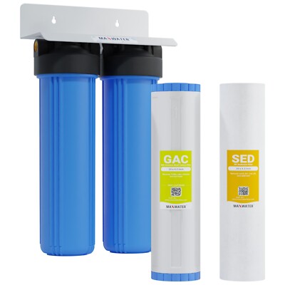 Big Blue 20''x4.5''  Whole House Water Filter 2 stage System Double O Ring 1''