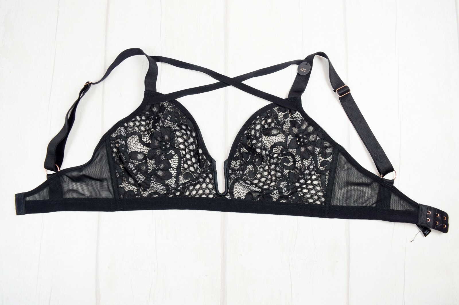 Black Bra 32C Ann Summers Strappy Crossover New image 9