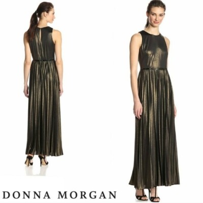 Donna Morgan Gold/Bronze Metallic Sleeveless Formal Maxi Dress Size 4 | eBay