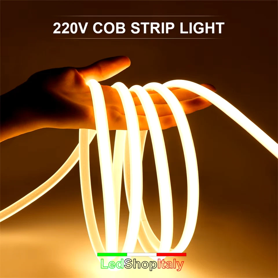 Striscia LED Bianca 220V COB luce uniforme dimmerabile taglio su misura - Immagine 2 di 4