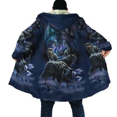 Wolf Pack Native American 3D All Over Printed Hooded Cloak
