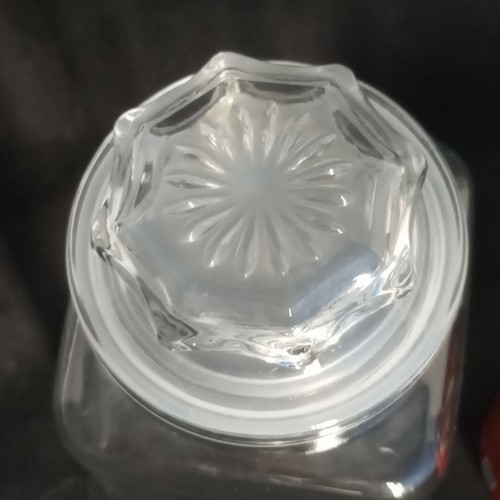 Apothecary Jar Canister Clear 6.5" Lid w Plastic Seal Starburst Anchor Hocking - Picture 2 of 7