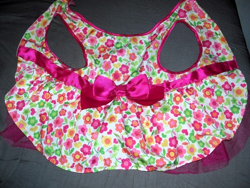 Lulu Pink Size Med Dog Dress w Bow Tulle SimplyShe Neck 15" Chest 20"