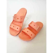 Crocs Classic Double Band Strap Unisex Comfort Slide Sandal Men 12 Coral Orange