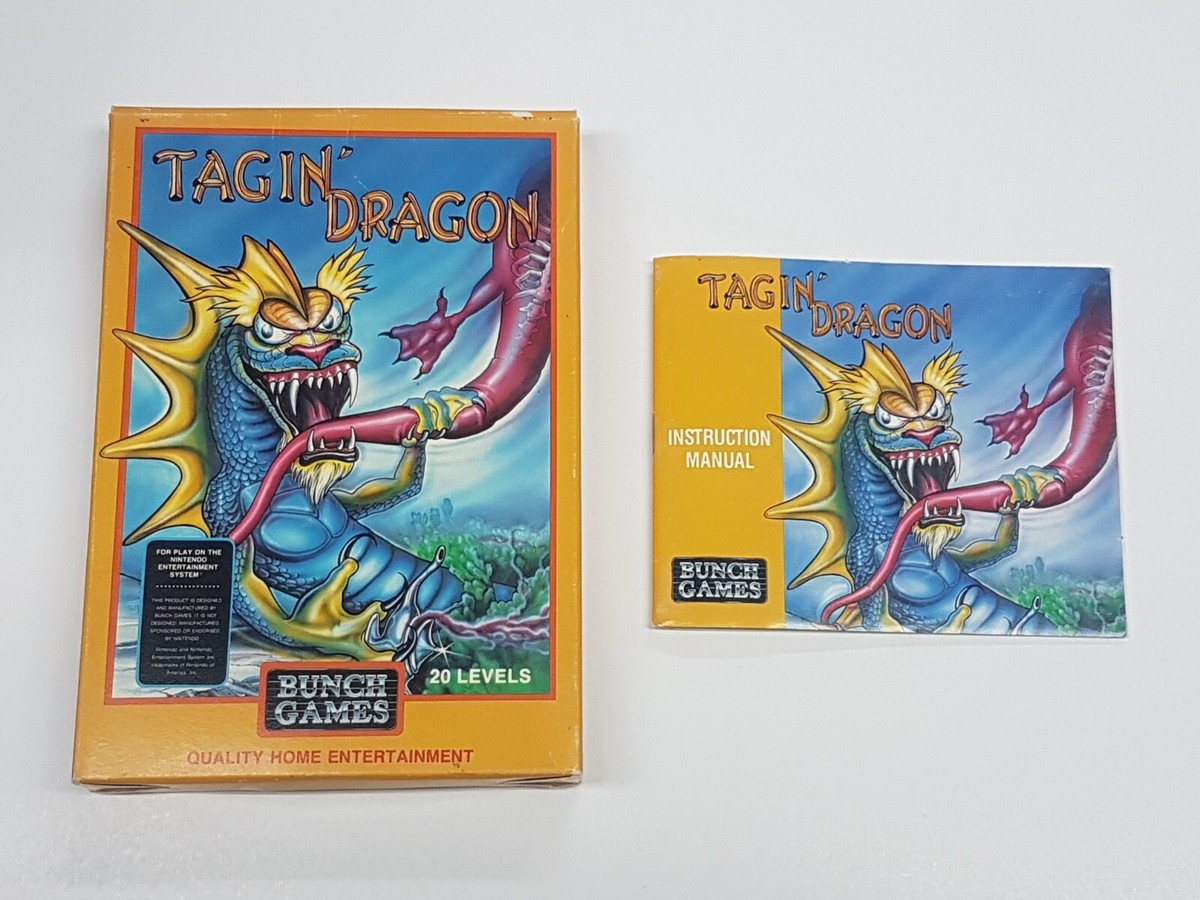 Tagin' Dragon Nintendo NES Box and Manual Only *scratched box/wear