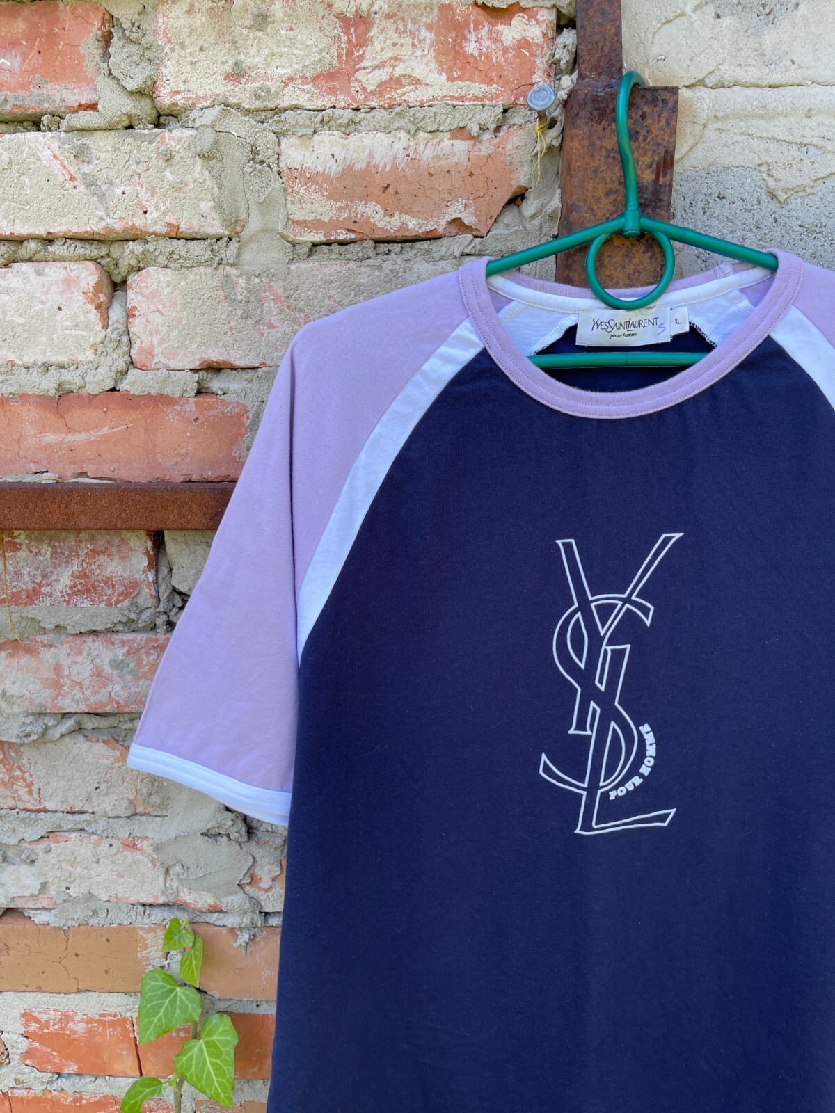 Yves Saint Laurent vintage navy purple big logo tee shirt