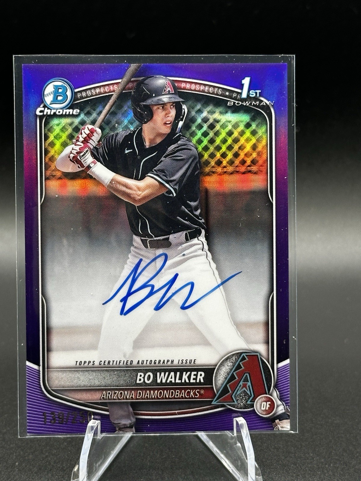 Bo Walker 2025 Bowman Chrome 1st Year Purple Refractor Auto /250 Diamondbacks SP