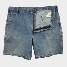 Carhartt Mens Denim Carpenter Shorts Light Wash Blue Cotton Utility Workwear 40