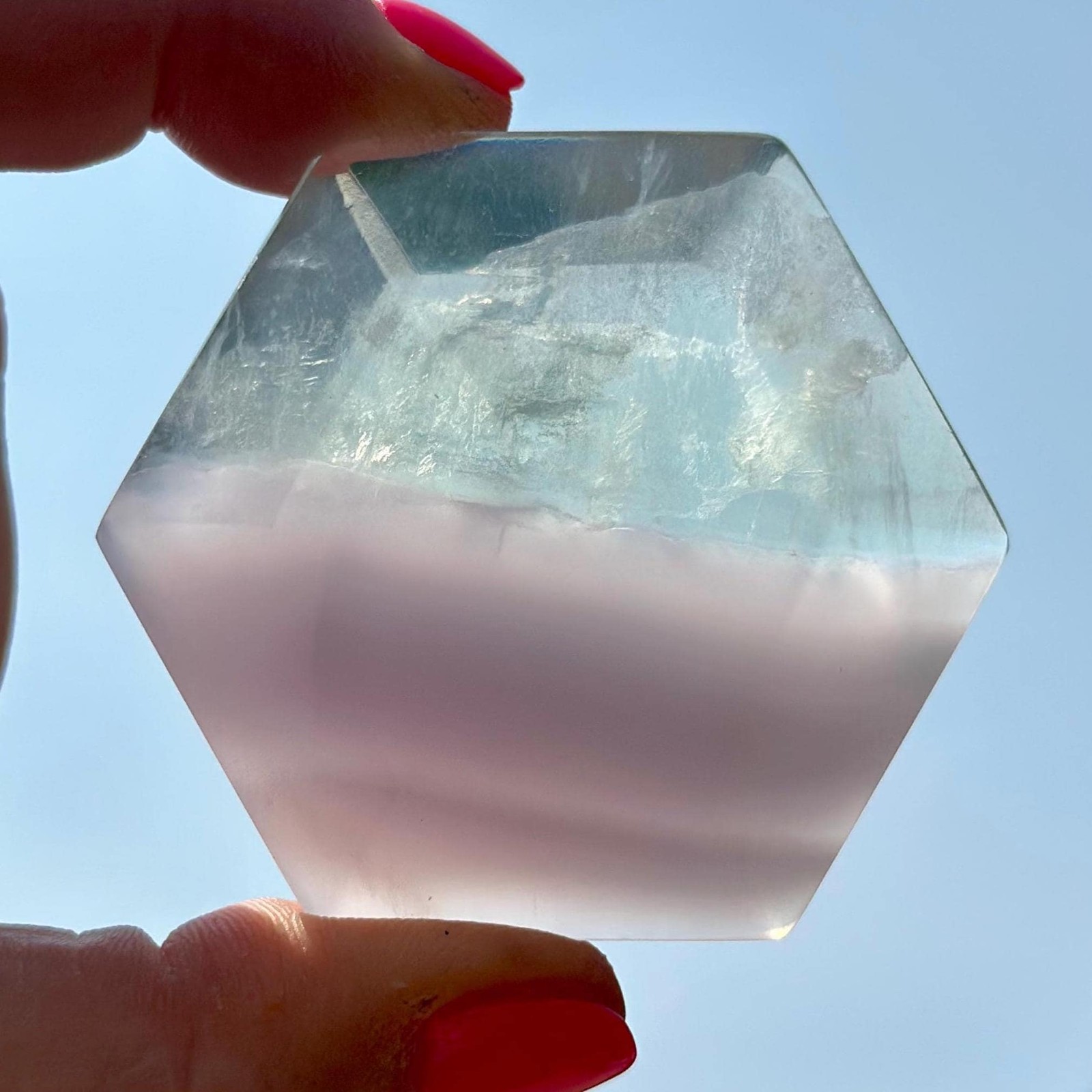 Lavender Yttrium Fluorite Hexagon Gemstone from Brazil