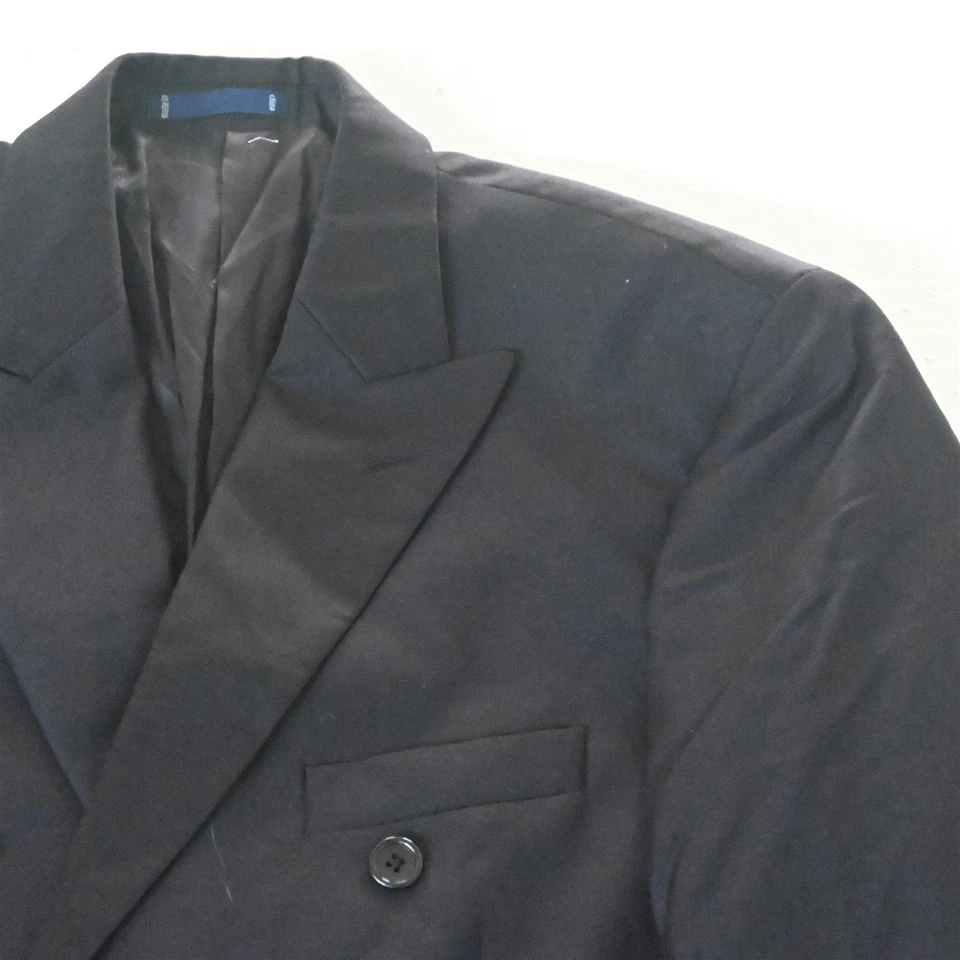 Paul Fredrick 40R Black 100% Wool Double Breasted Blazer Suit Jacket Sport Coat - Image 2 of 4