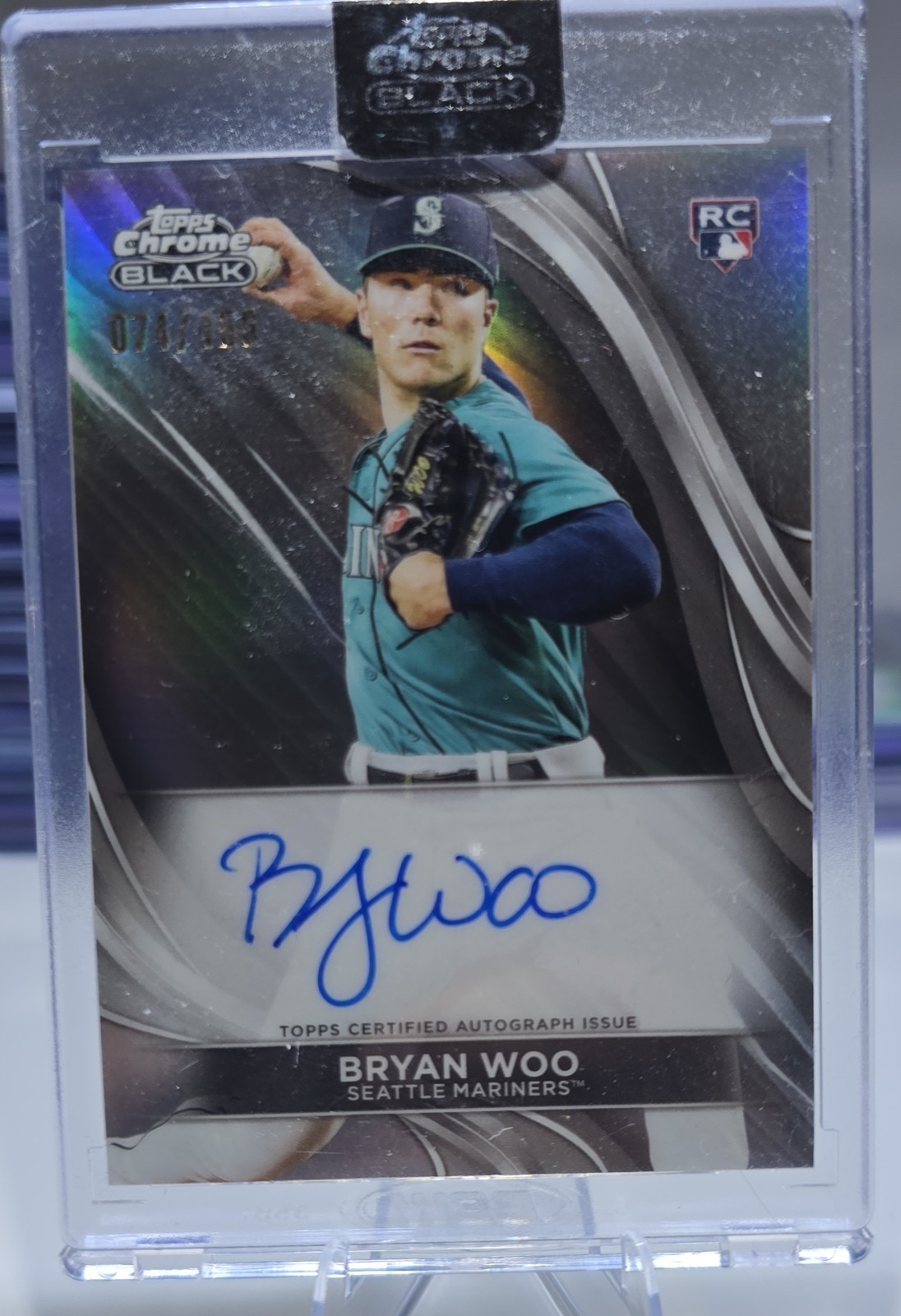 2024 Topps Chrome Black Autographs Bryan Woo #CBA-BW Refractor 074/150 (AU, RC)