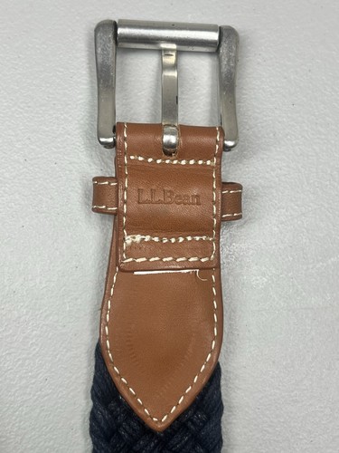 LL Bean geflochtener maritimer Seil Gürtel marineblau braun Leder USA klassisch 46" lang - Bild 5 von 7
