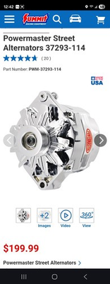 #ad Powermasters Alternator $125.00