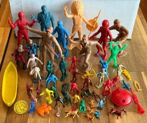 VTG Lot 56 Plastic Toys Figures 1960s-70s - Mixed Colors - Marx MPC Tim Mee
