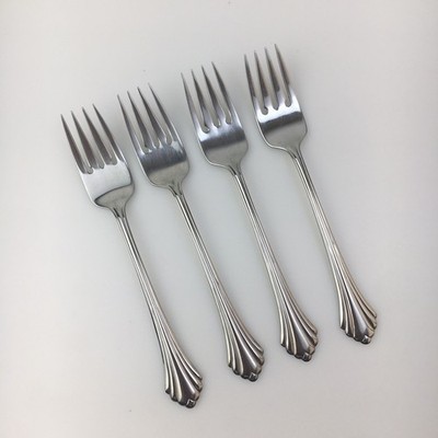 Salad Forks Oneida USA BANCROFT Fortune 4pc Glossy Stainless Flatware