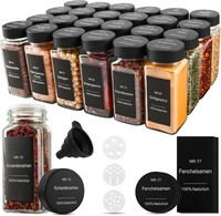 GewüRzgläSer Set 24Er Eckig 120Ml Luftdicht Holzdeckel KüChe GewüRzdosen Glas
