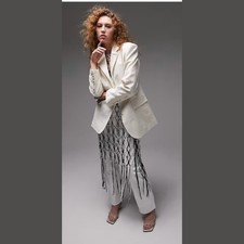 TopShop  Linen Blend Single Breasted Blazer Oatmeal Size 8 NWOT 109 MSRP