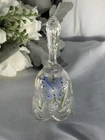 Vintage Signed Fenton Bell Clear Butterfly Flower Design Glass UV Glows 4.5" T